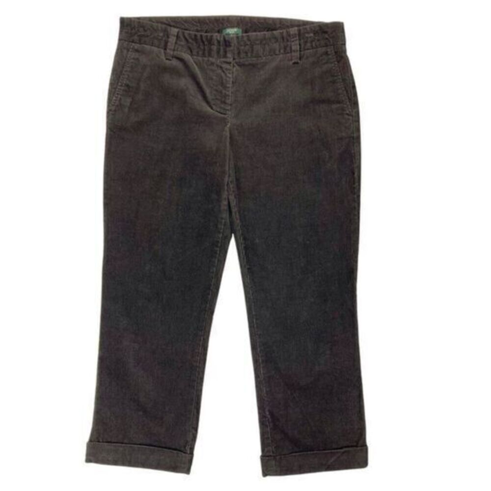 J. Crew Corduroy Pants Womens 10 Dark Brown City Fit Stretch‎ Straight Leg Pants